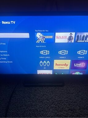 Roku TV Screen with Blue Startup Display